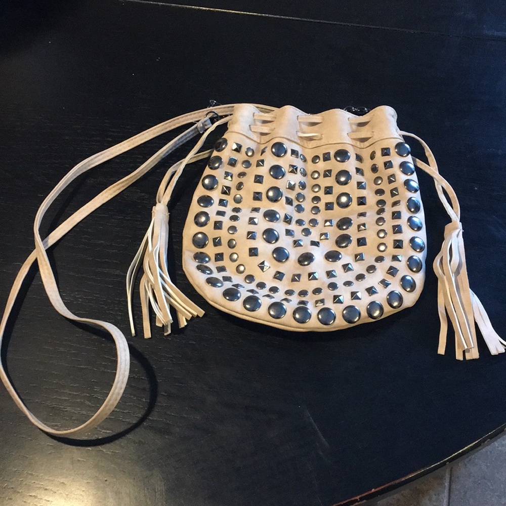 Cute Crossbody bag in Cream with Pewter Studs